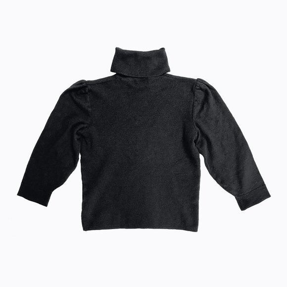 J.Crew Black 3/4 Sleeve Wool Turtleneck Classic Dark Academia Women Sweater Sm - Picture 2 of 5